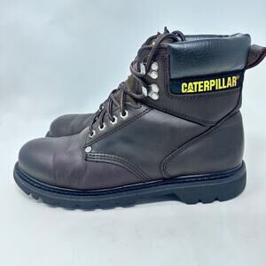 Caterpillar The Second Shift Brown Leather Work Boots Men’ s 10.5 Wide F2892-18